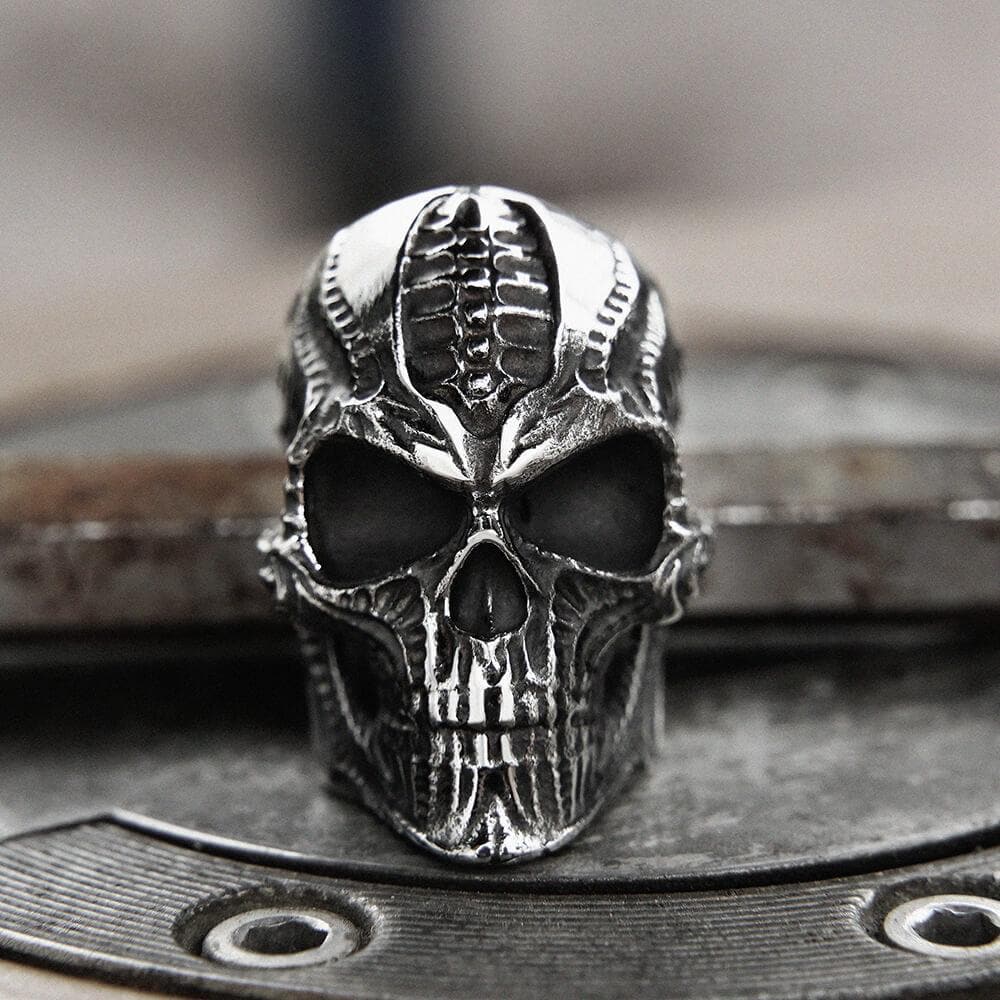 GTHIC Steampunk Stainless Steel Skull Ring