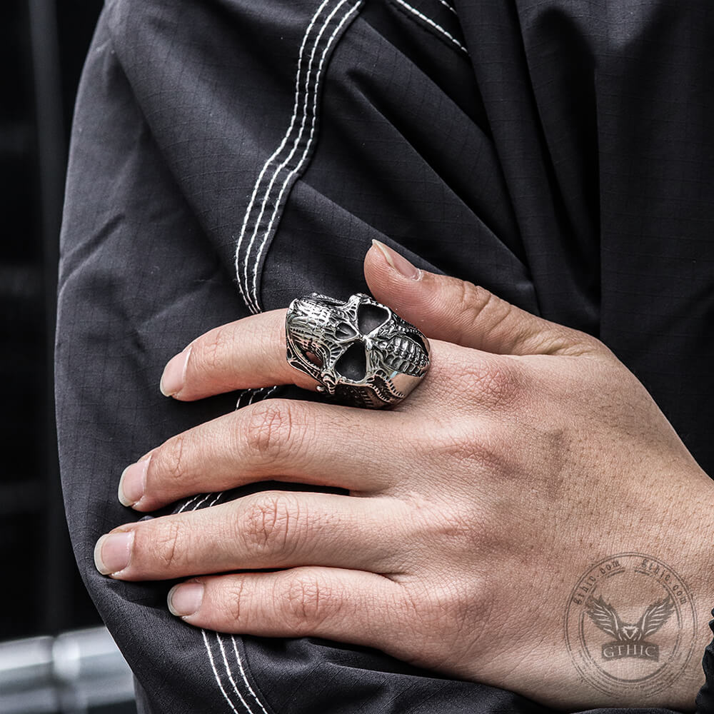 GTHIC Steampunk Stainless Steel Skull Ring