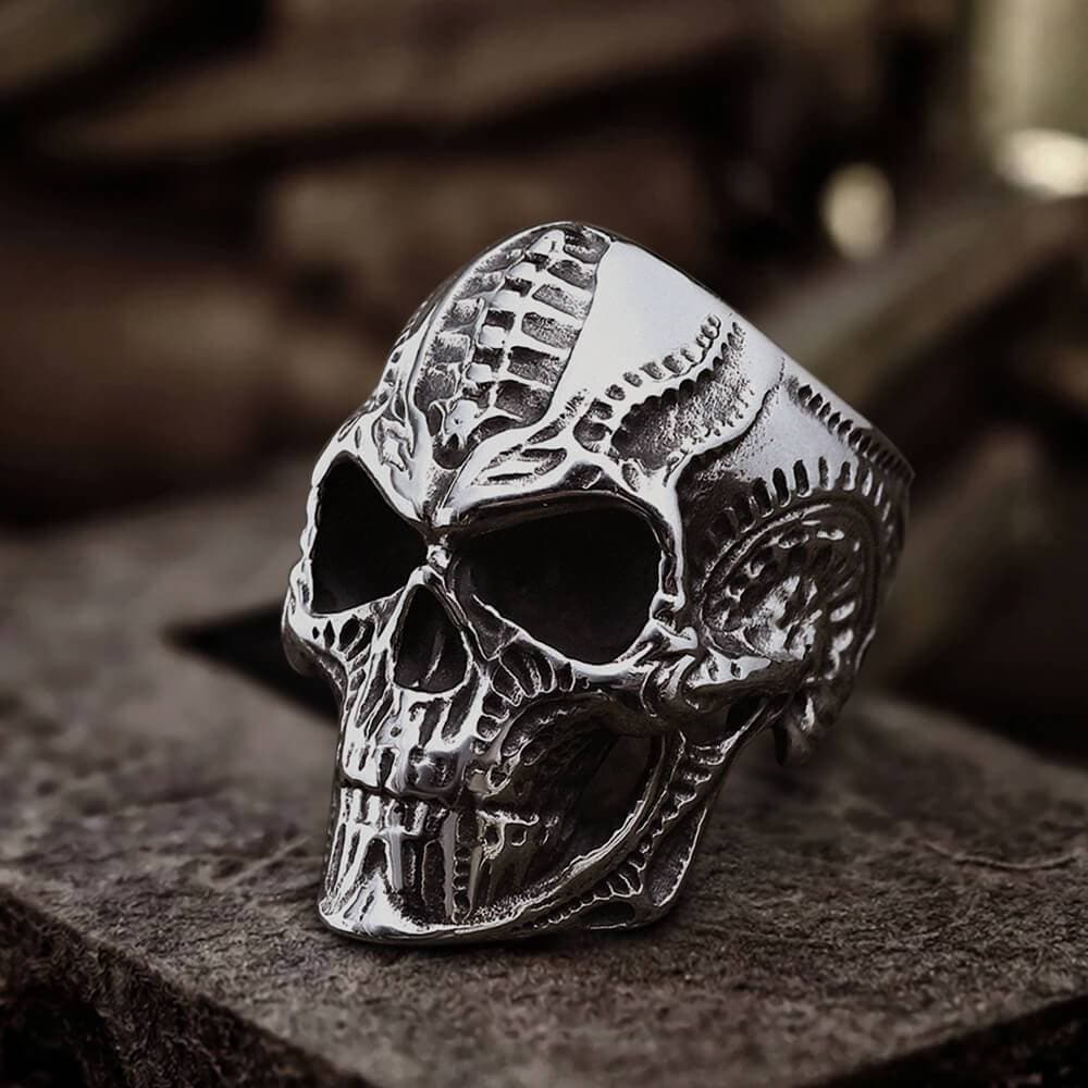 GTHIC Steampunk Stainless Steel Skull Ring