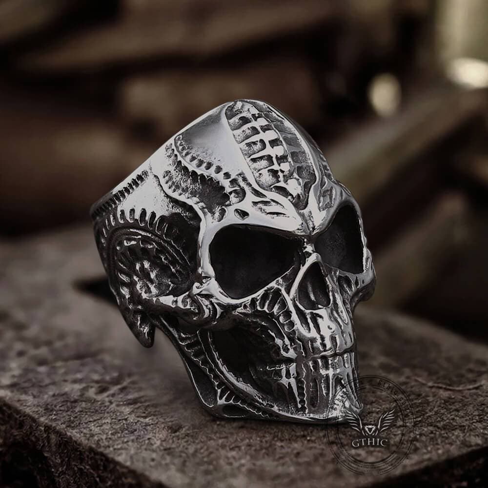 GTHIC Steampunk Stainless Steel Skull Ring