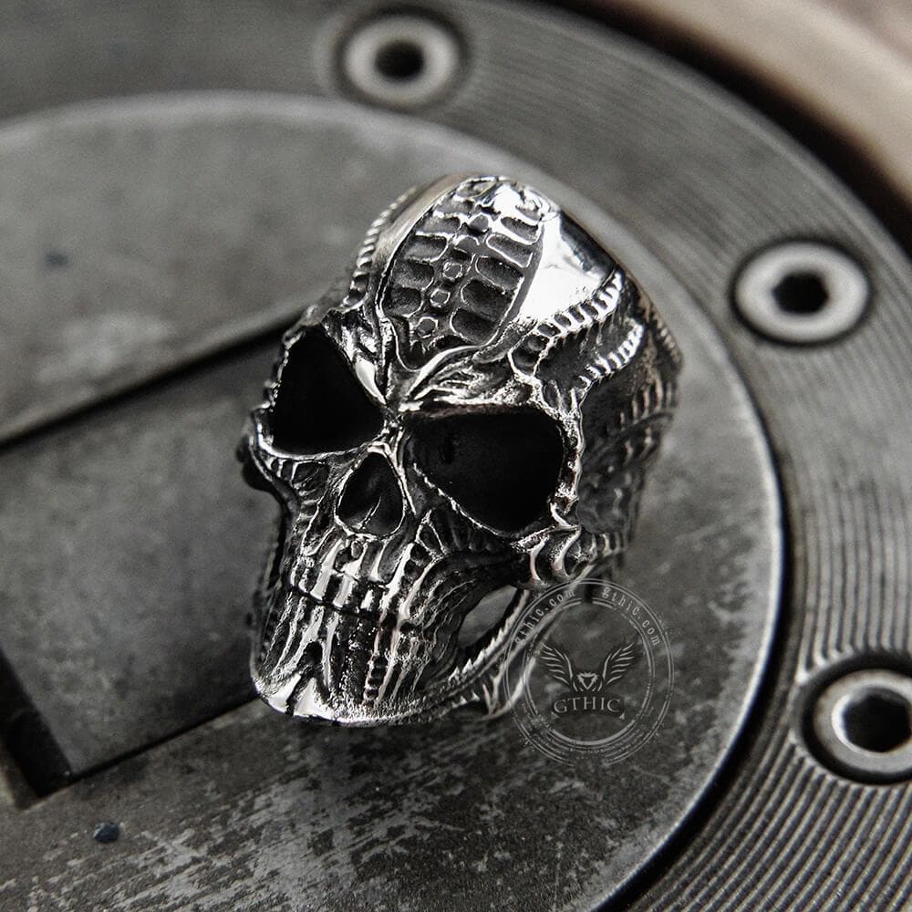 GTHIC Steampunk Stainless Steel Skull Ring