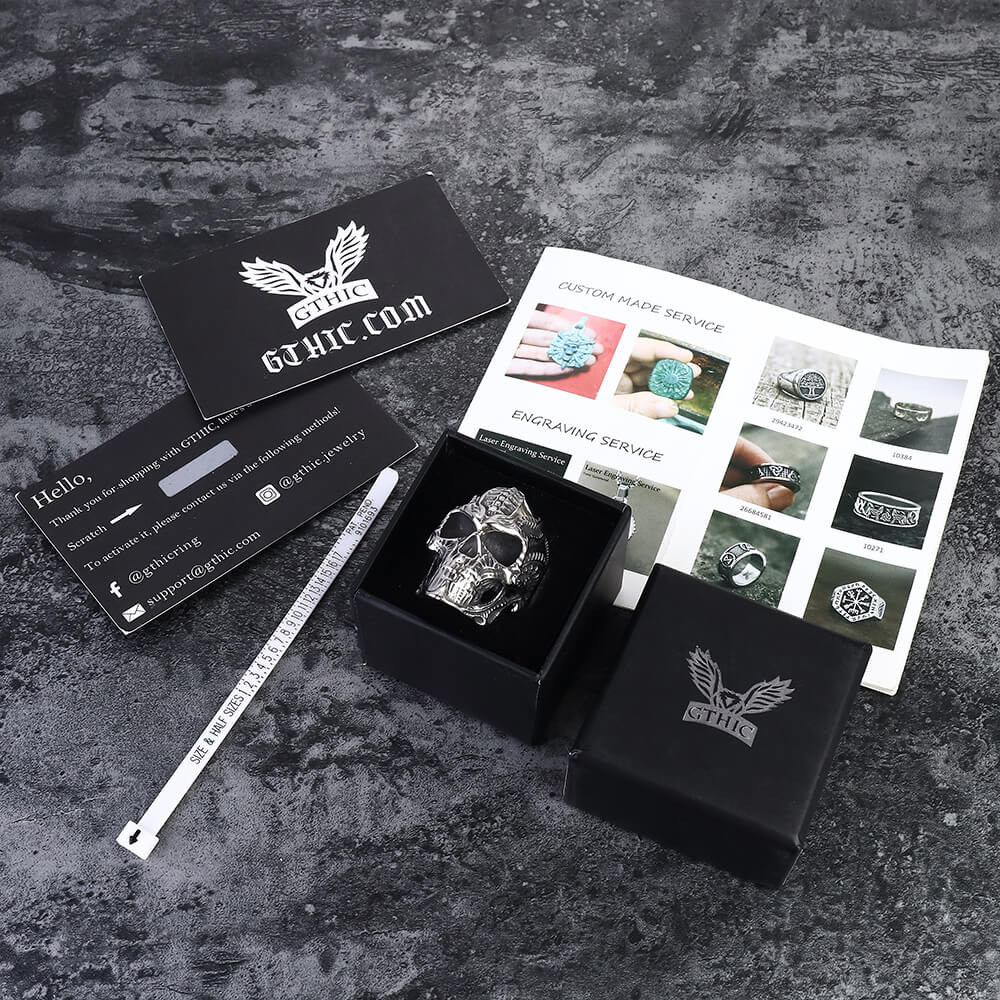 GTHIC Steampunk Stainless Steel Skull Ring