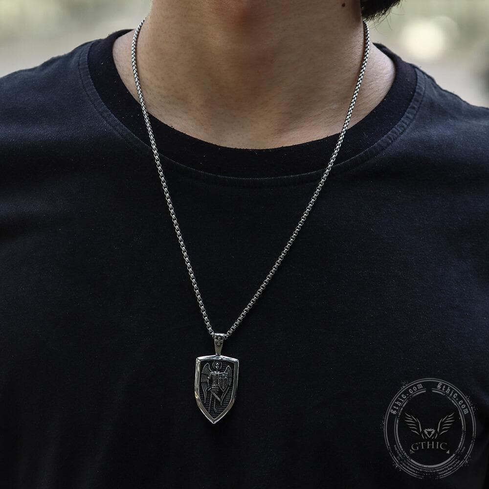 3184-archangel-saint-michael-shield-stainless-steel-pendant-2.jpg Archangel Saint Michael Shield Stainless Steel Pendant
