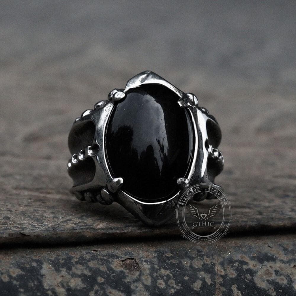 3282-black-agate-stainless-steel-punk-gothic-ring-1.jpg Black Agate Stainless Steel Punk Gothic Ring