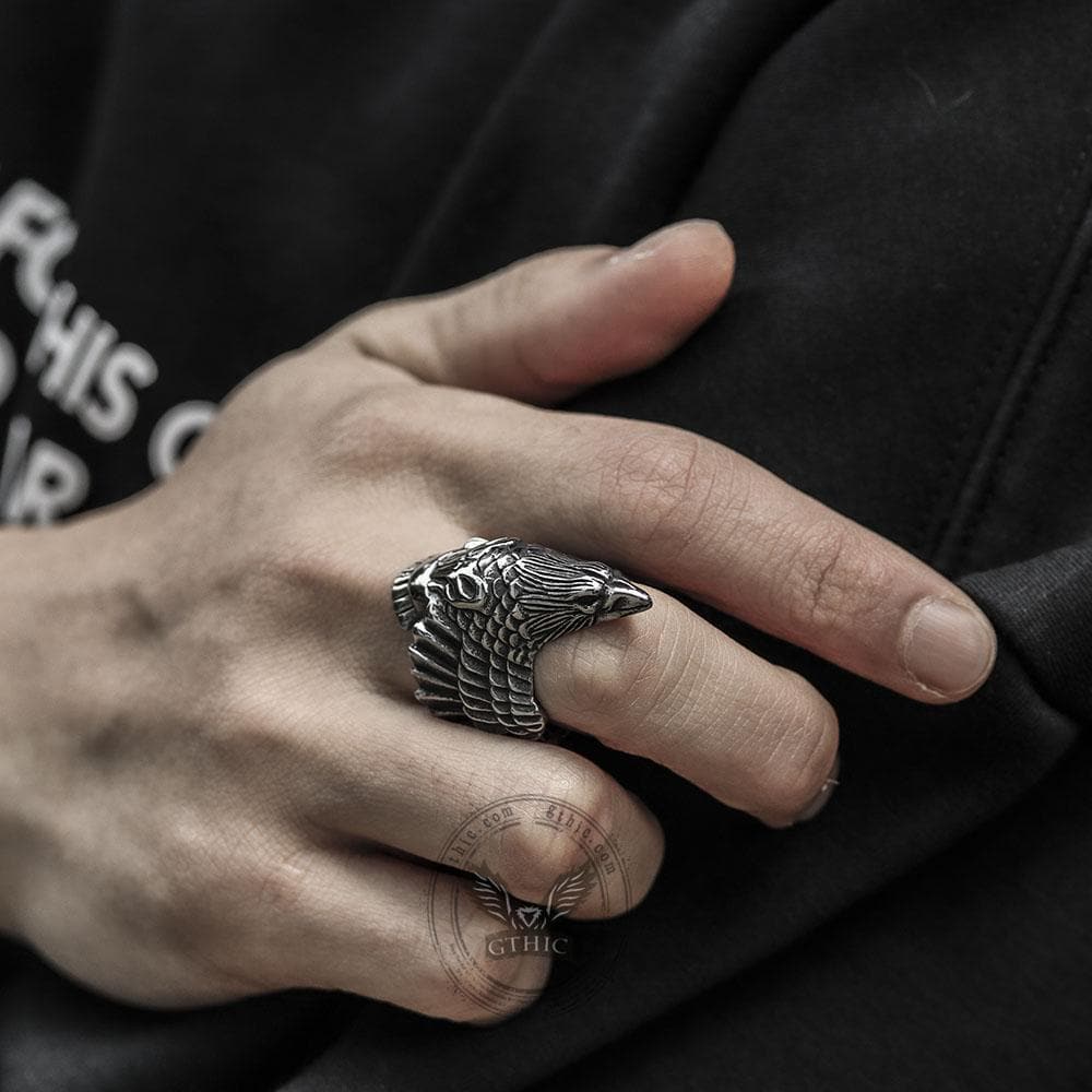 3348-crow-316l-stainless-steel-beast-ring-2.jpg Crow 316L Stainless Steel Beast Ring