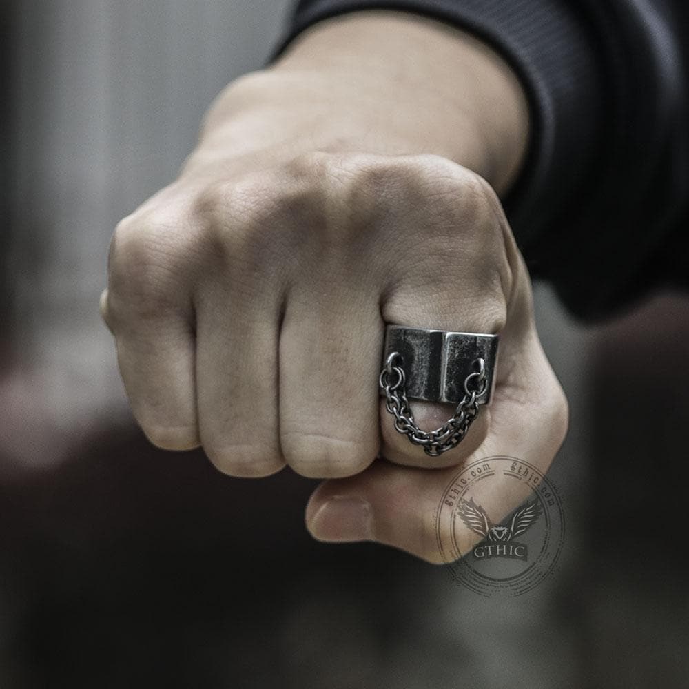 Unique Chain Stainless Steel Asymmetric Ring