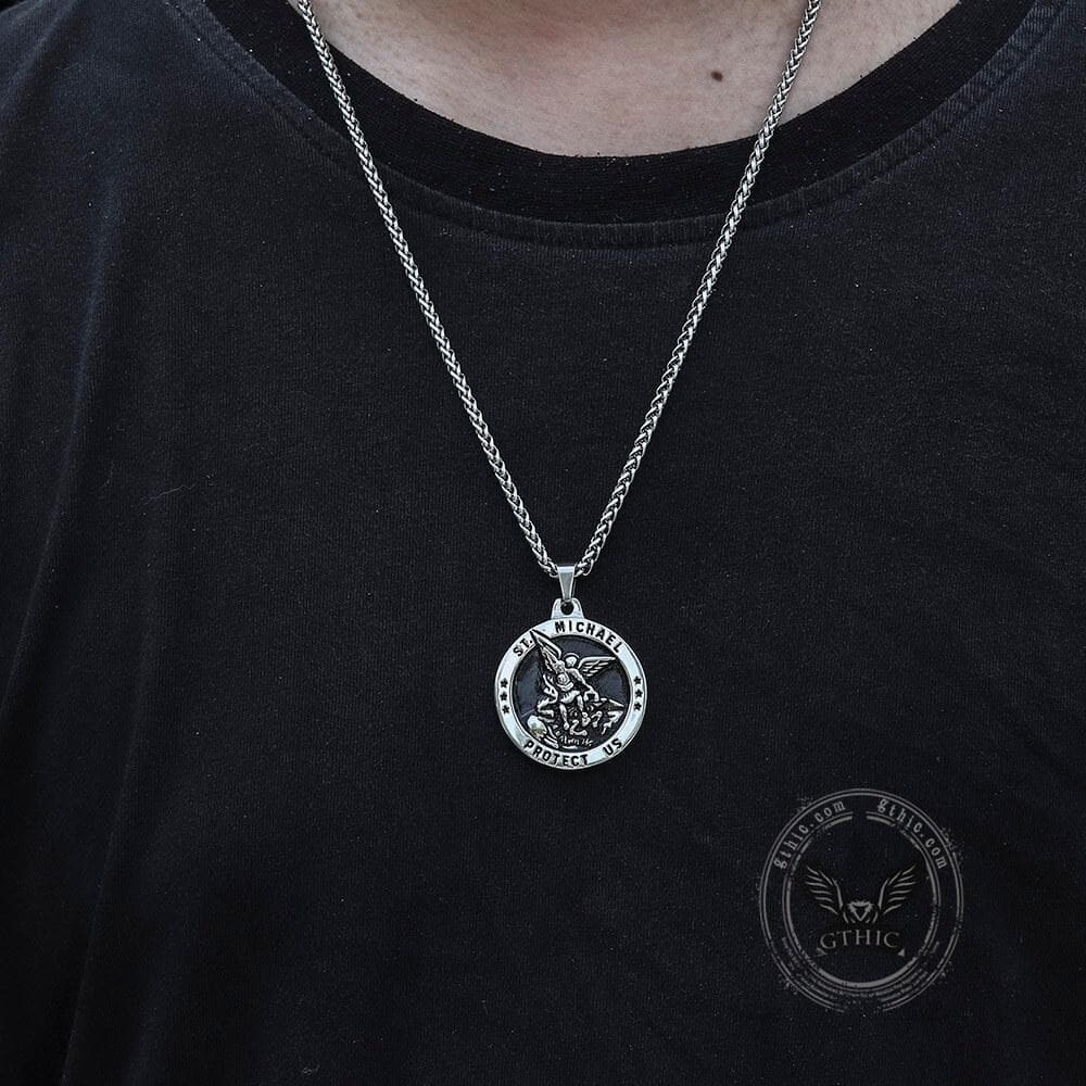 St. Michael Protect Us Stainless Steel Pendant