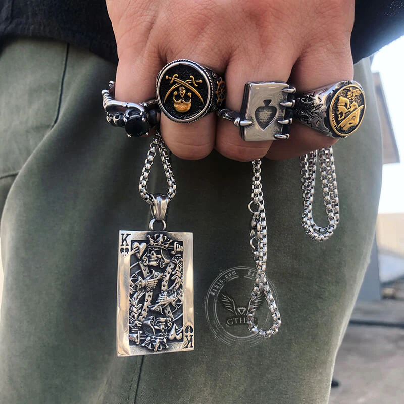 King Of Spades Stainless Steel Poker Pendant