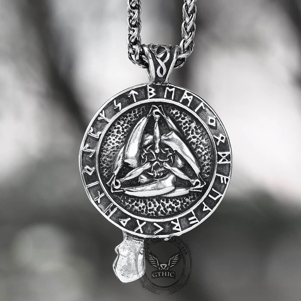 3592-raven-and-triskele-stainless-steel-viking-pendant-2.jpg Raven And Triskele Stainless Steel Viking Pendant