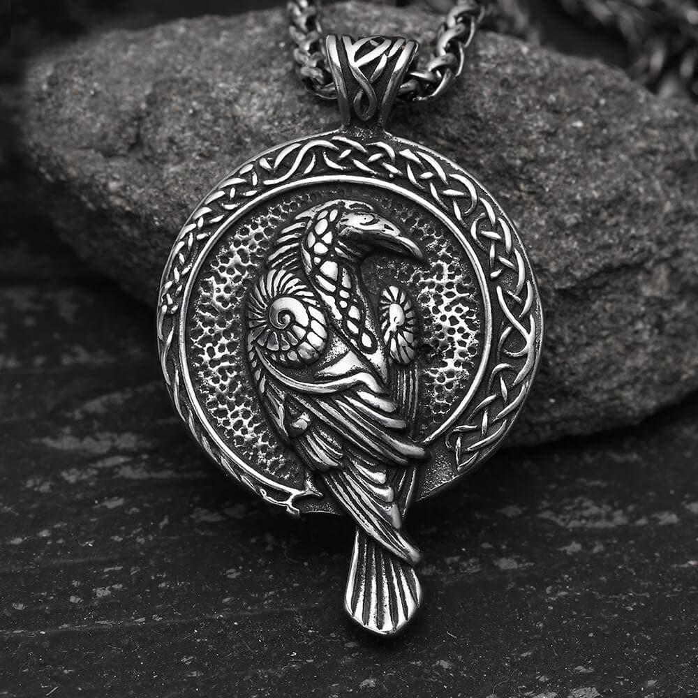 3592-raven-and-triskele-stainless-steel-viking-pendant-3.jpg Raven And Triskele Stainless Steel Viking Pendant