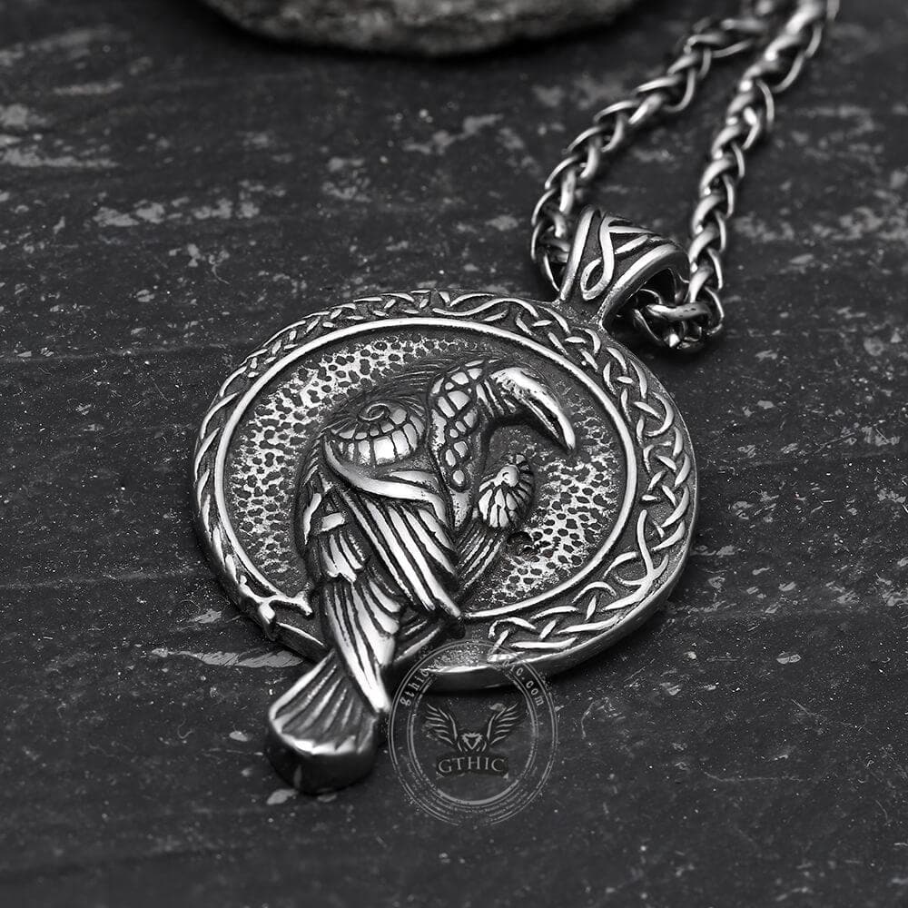 3592-raven-and-triskele-stainless-steel-viking-pendant-4.jpg Raven And Triskele Stainless Steel Viking Pendant