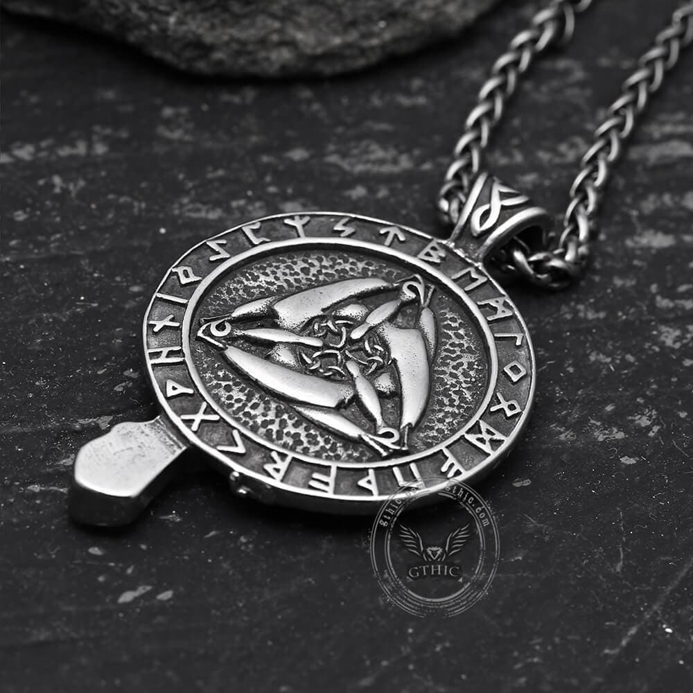 3592-raven-and-triskele-stainless-steel-viking-pendant-5.jpg Raven And Triskele Stainless Steel Viking Pendant