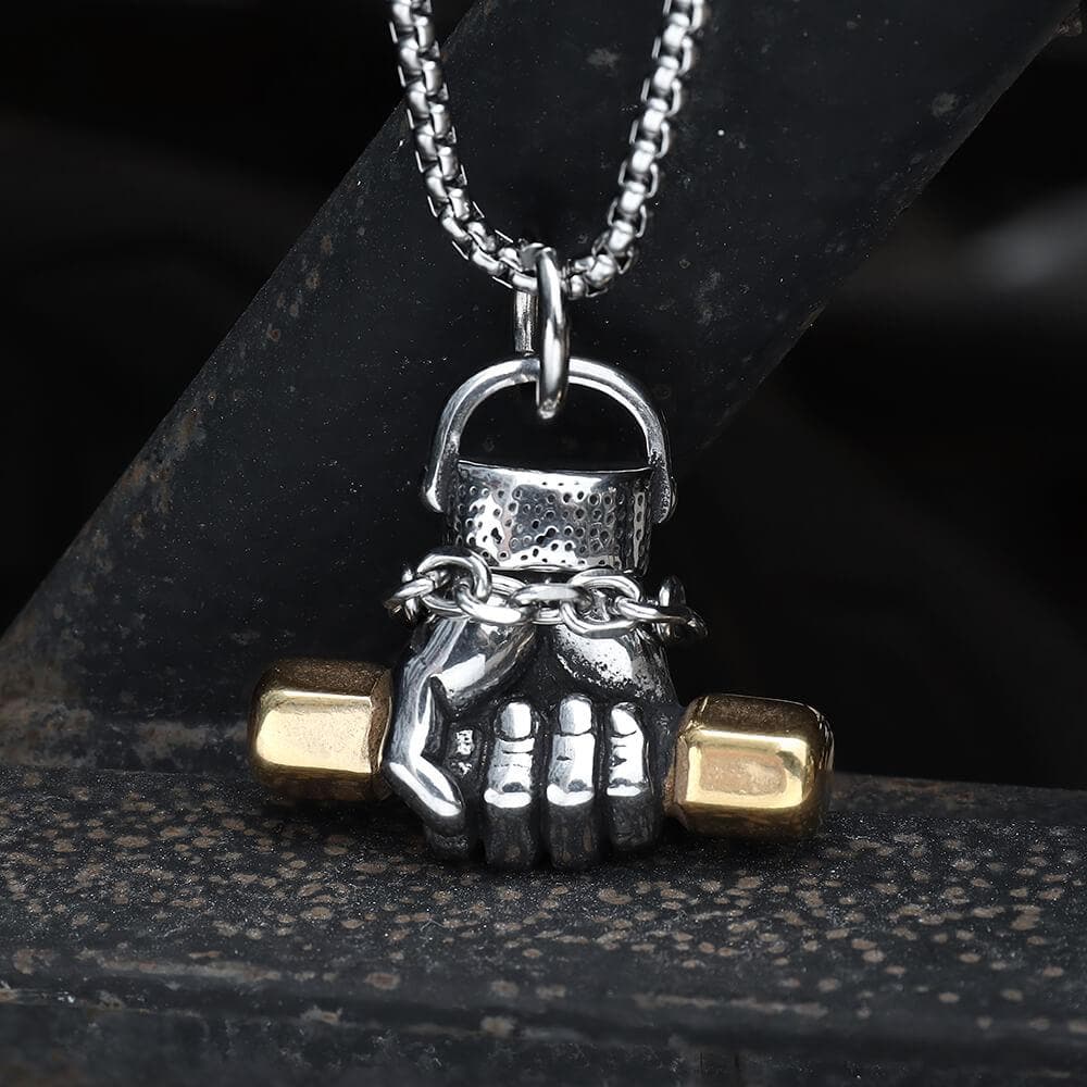 3658-fist-dumbbell-stainless-steel-pendant-2.jpg Fist Dumbbell Stainless Steel Pendant