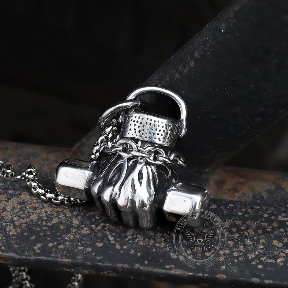 3658-fist-dumbbell-stainless-steel-pendant-5.jpg Fist Dumbbell Stainless Steel Pendant