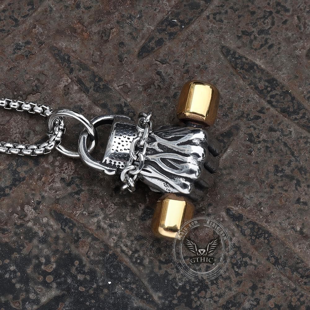 3658-fist-dumbbell-stainless-steel-pendant-6.jpg Fist Dumbbell Stainless Steel Pendant