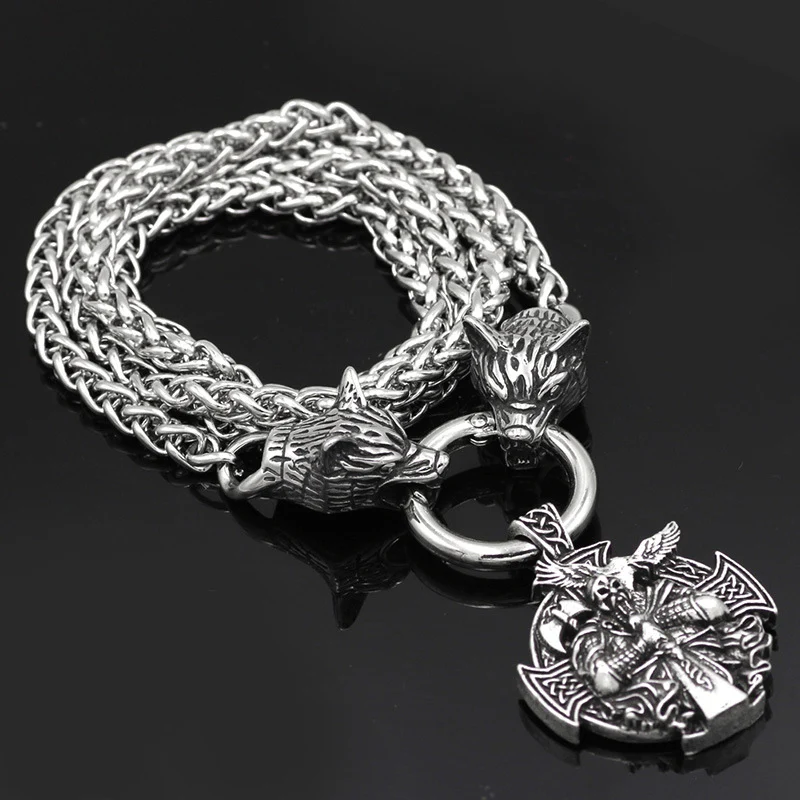 3661-odin-wolf-raven-stainless-steel-viking-necklace-3.webp Odin Wolf Raven Stainless Steel Viking Necklace