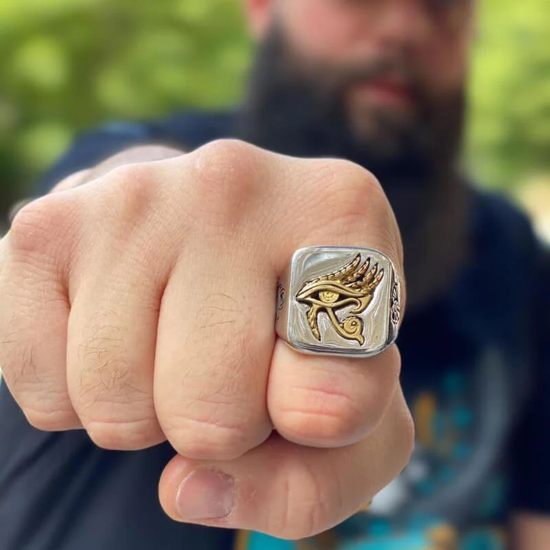 Eye of Horus Stainless Steel Egyptian Mythology Ring