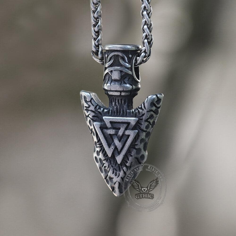 3715-valknut-stone-spear-stainless-steel-viking-pendant-1.jpg Valknut Stone Spear Stainless Steel Viking Pendant