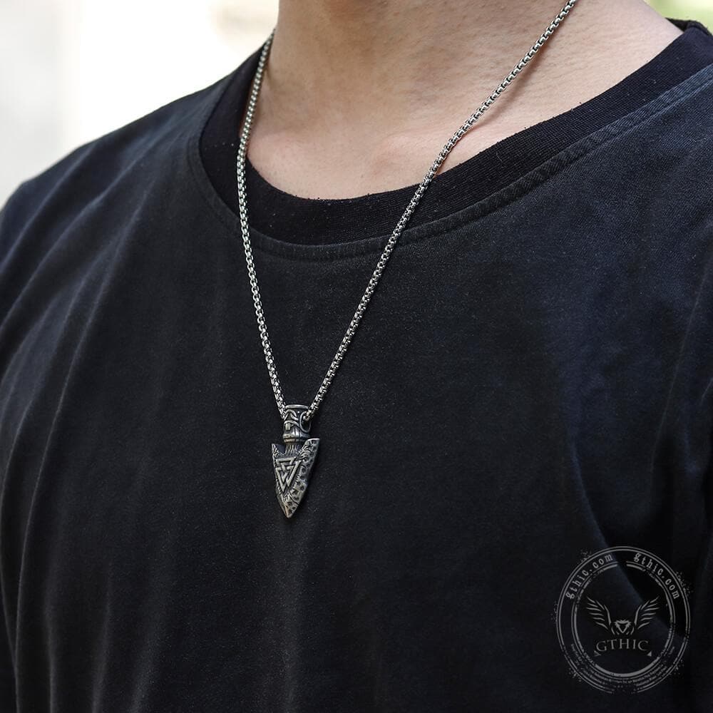 3715-valknut-stone-spear-stainless-steel-viking-pendant-2.jpg Valknut Stone Spear Stainless Steel Viking Pendant