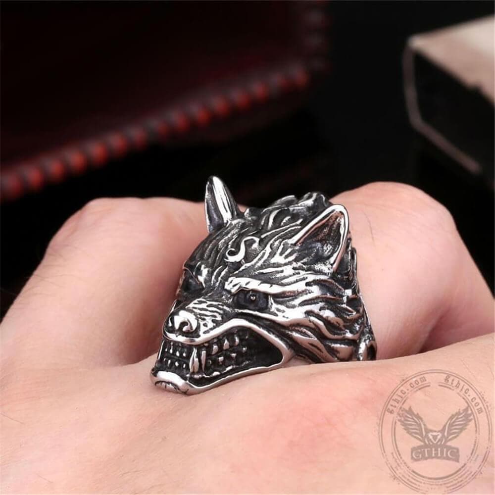 3775-fierce-wolf-stainless-steel-animal-ring-4.jpg Fierce Wolf Stainless Steel Animal Ring