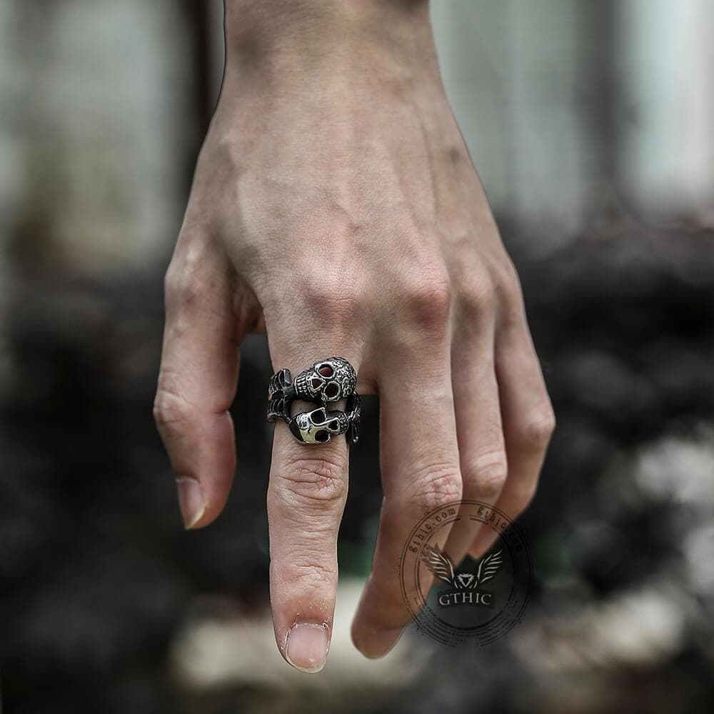 3793-double-skulls-stainless-steel-ring-2.jpg Double Skulls Stainless Steel Ring