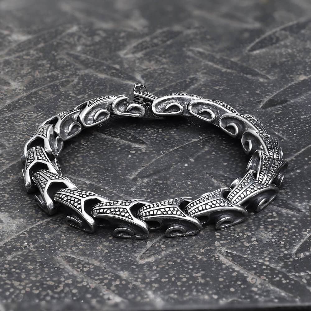 3838-vintage-dragon-bones-stainless-steel-animal-bracelet-1.jpg Vintage Dragon Bones Stainless Steel Animal Bracelet