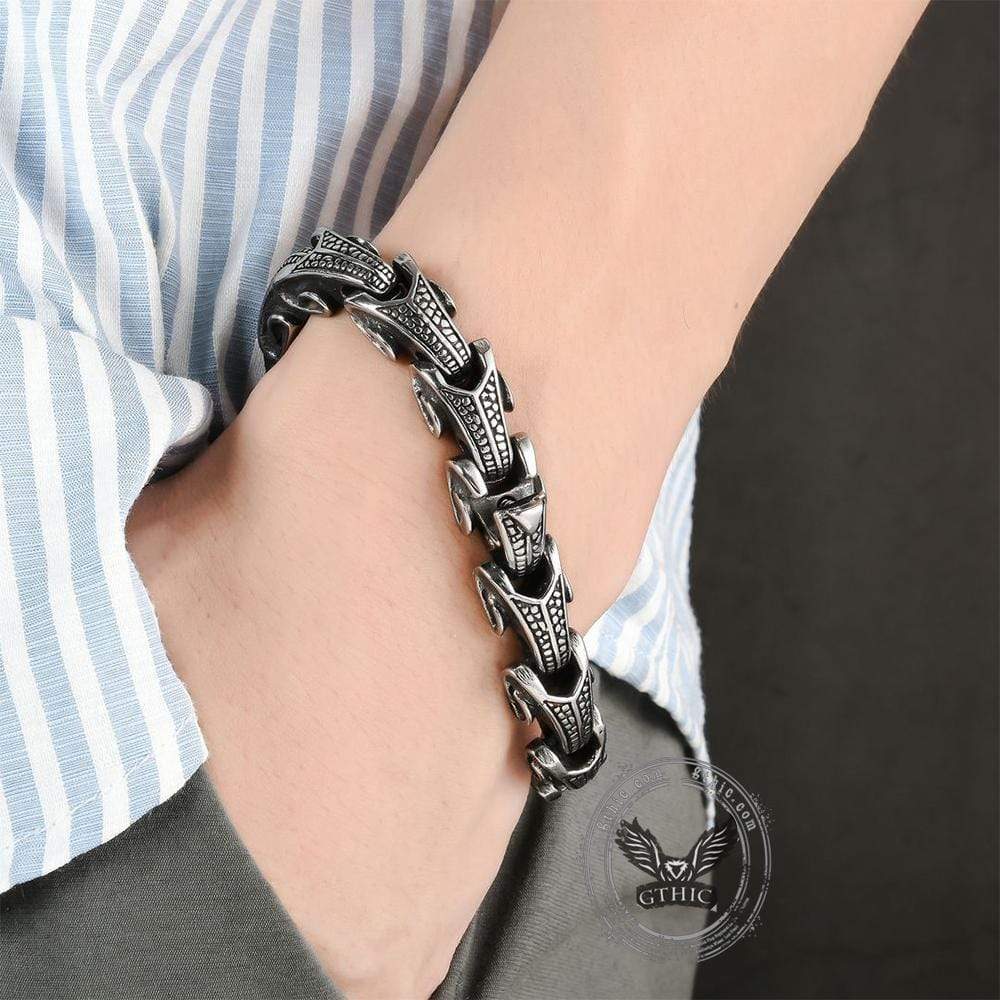 3838-vintage-dragon-bones-stainless-steel-animal-bracelet-2.jpg Vintage Dragon Bones Stainless Steel Animal Bracelet