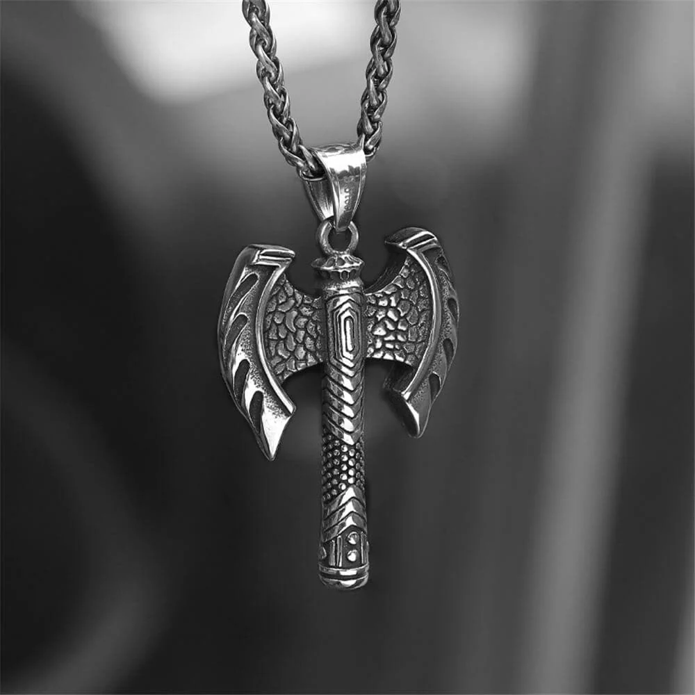 Vintage Viking Axe Stainless Steel Pendant