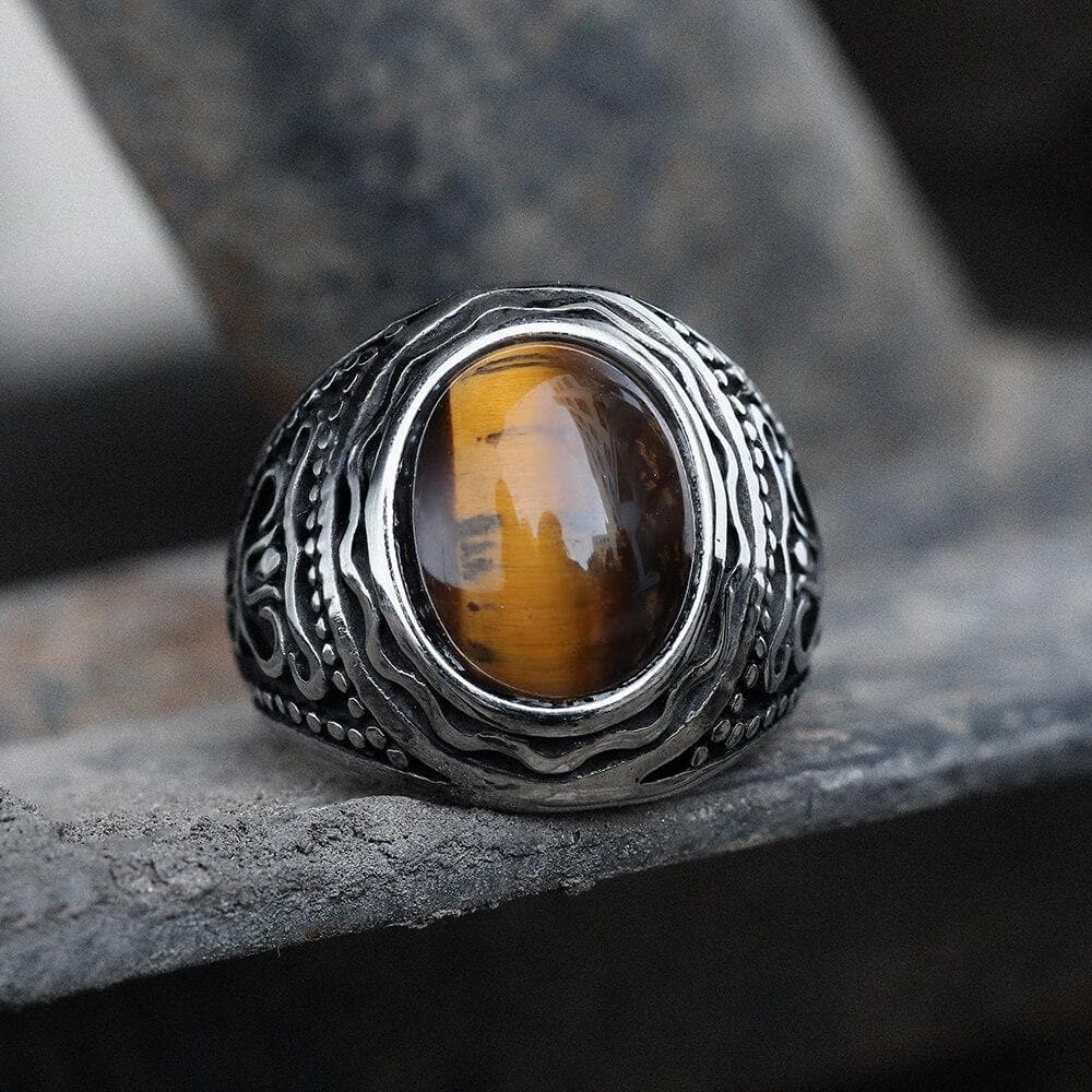 3873-brown-7-brown-7-variation-1.jpg Vintage Pattern Gemstone Stainless Steel Ring