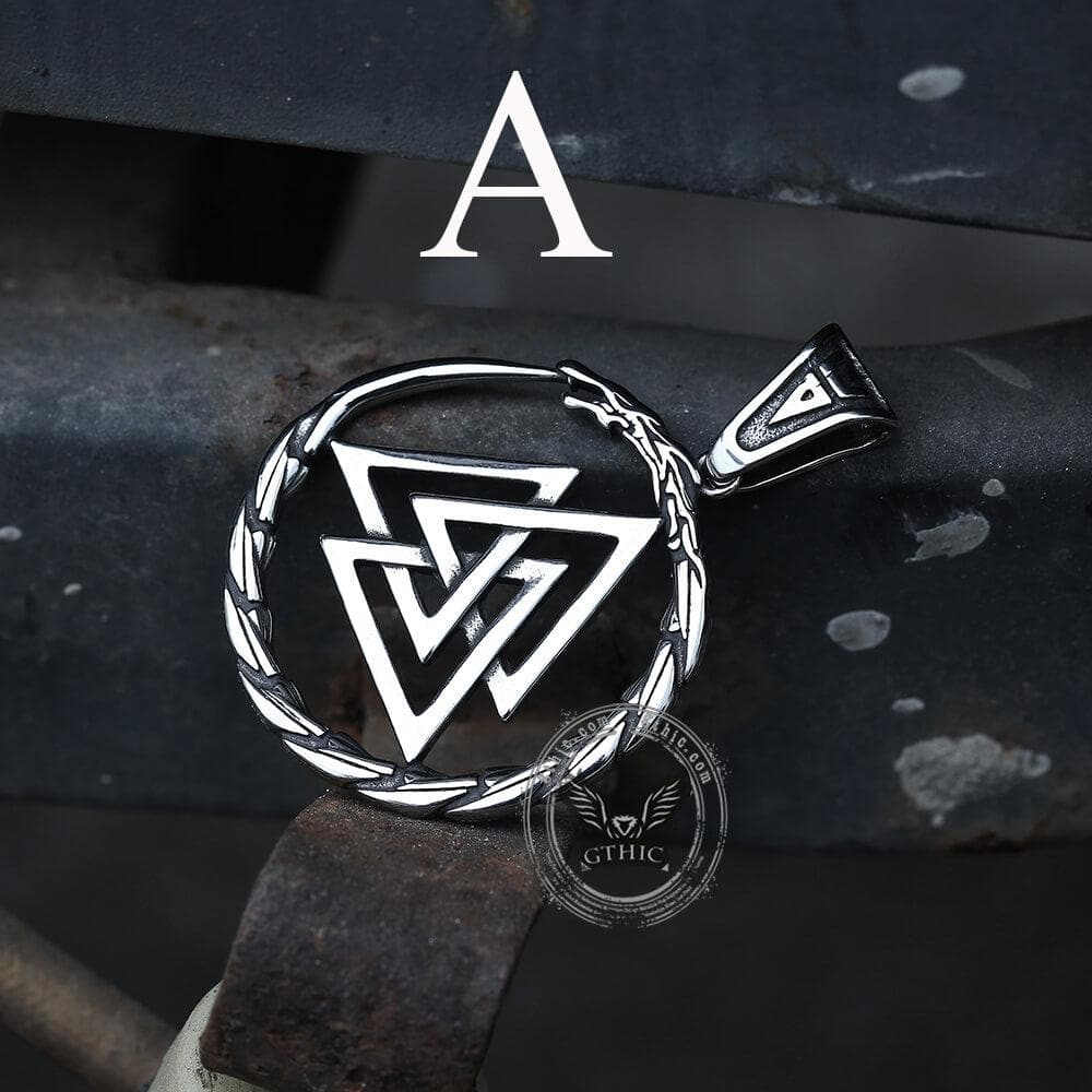 3917-valknut-stainless-steel-viking-dragon-pendant-3.jpg Valknut Stainless Steel Viking Dragon Pendant