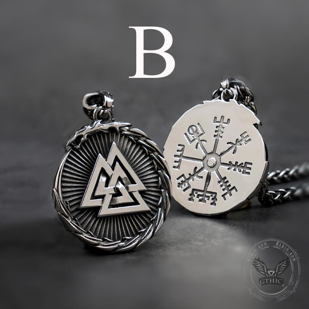 3917-valknut-stainless-steel-viking-dragon-pendant-4.jpg Valknut Stainless Steel Viking Dragon Pendant