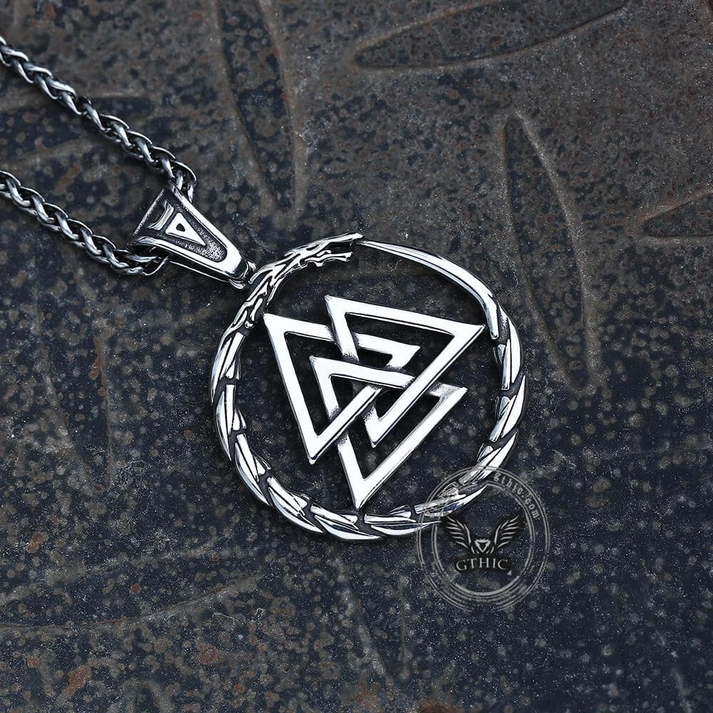 3917-valknut-stainless-steel-viking-dragon-pendant-6.jpg Valknut Stainless Steel Viking Dragon Pendant