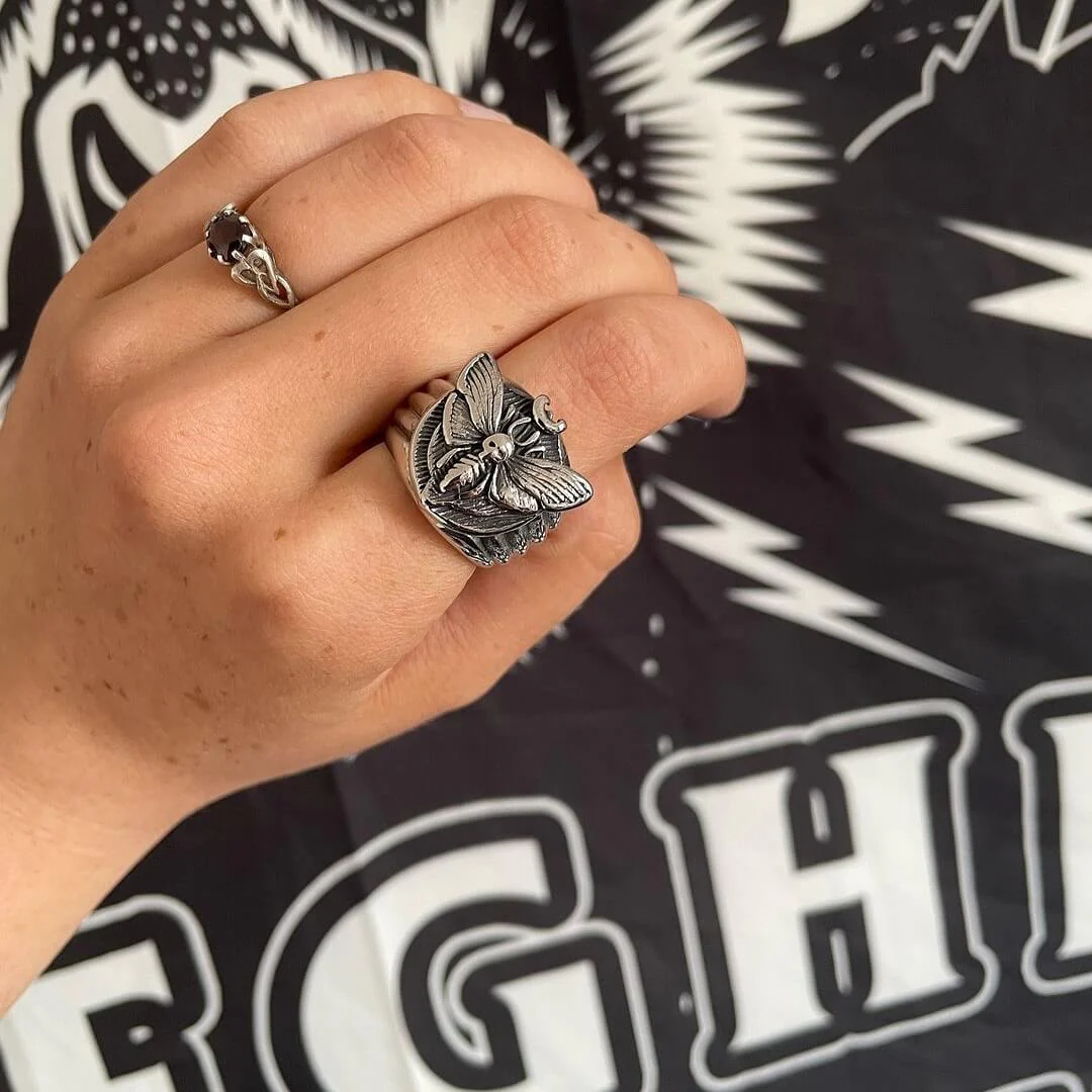 3920-skull-moth-butterfly-stainless-steel-ring-3.webp Skull Moth Butterfly Stainless Steel Ring