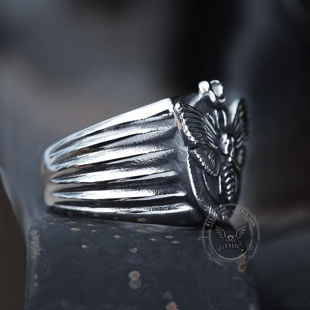 3920-skull-moth-butterfly-stainless-steel-ring-6.jpg Skull Moth Butterfly Stainless Steel Ring