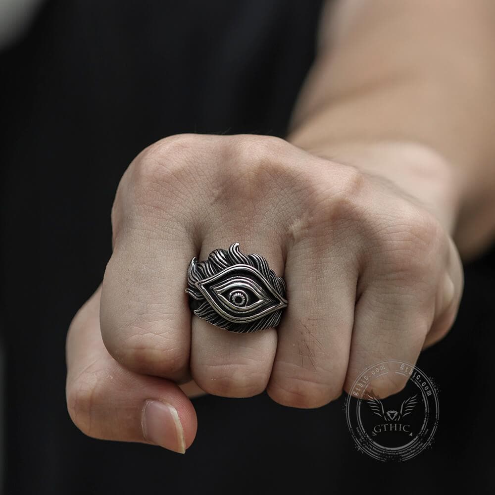 3940-eye-feather-stainless-steel-ring-2.jpg Eye Feather Stainless Steel Ring