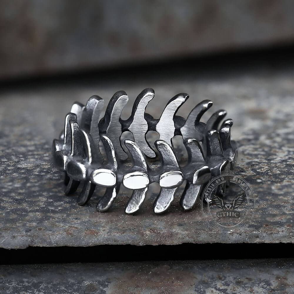 4034-fishbone-stainless-steel-vertebrae-ring-3.jpg Fishbone Stainless Steel Vertebrae Ring