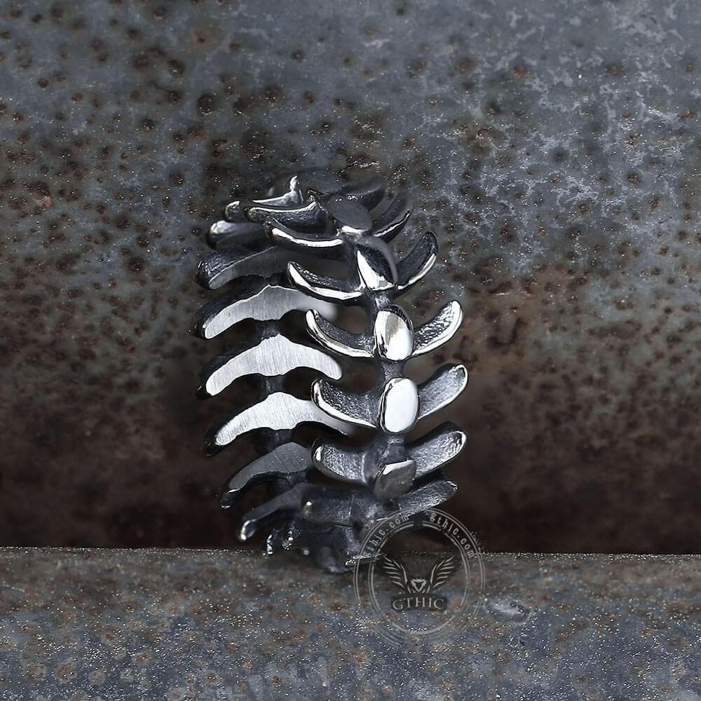 4034-fishbone-stainless-steel-vertebrae-ring-4.jpg Fishbone Stainless Steel Vertebrae Ring