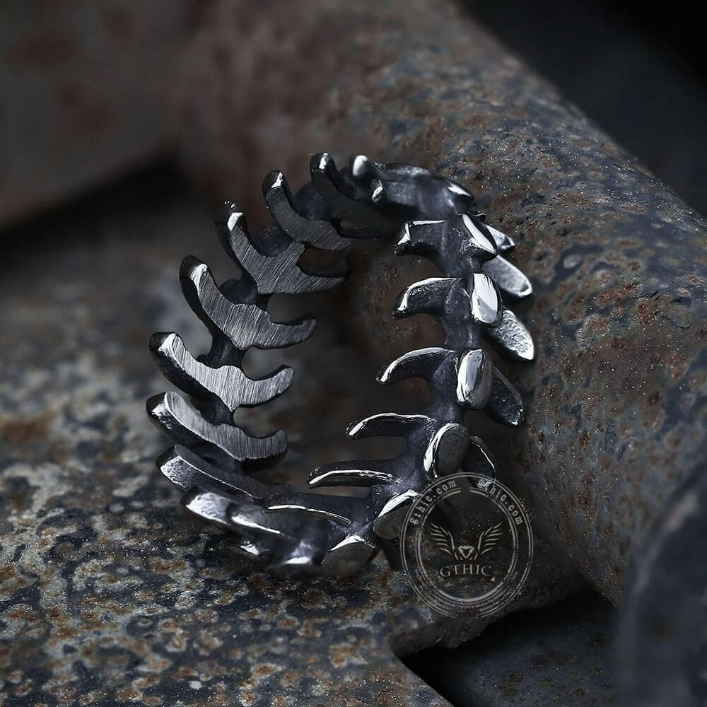 4034-fishbone-stainless-steel-vertebrae-ring-5.jpg Fishbone Stainless Steel Vertebrae Ring