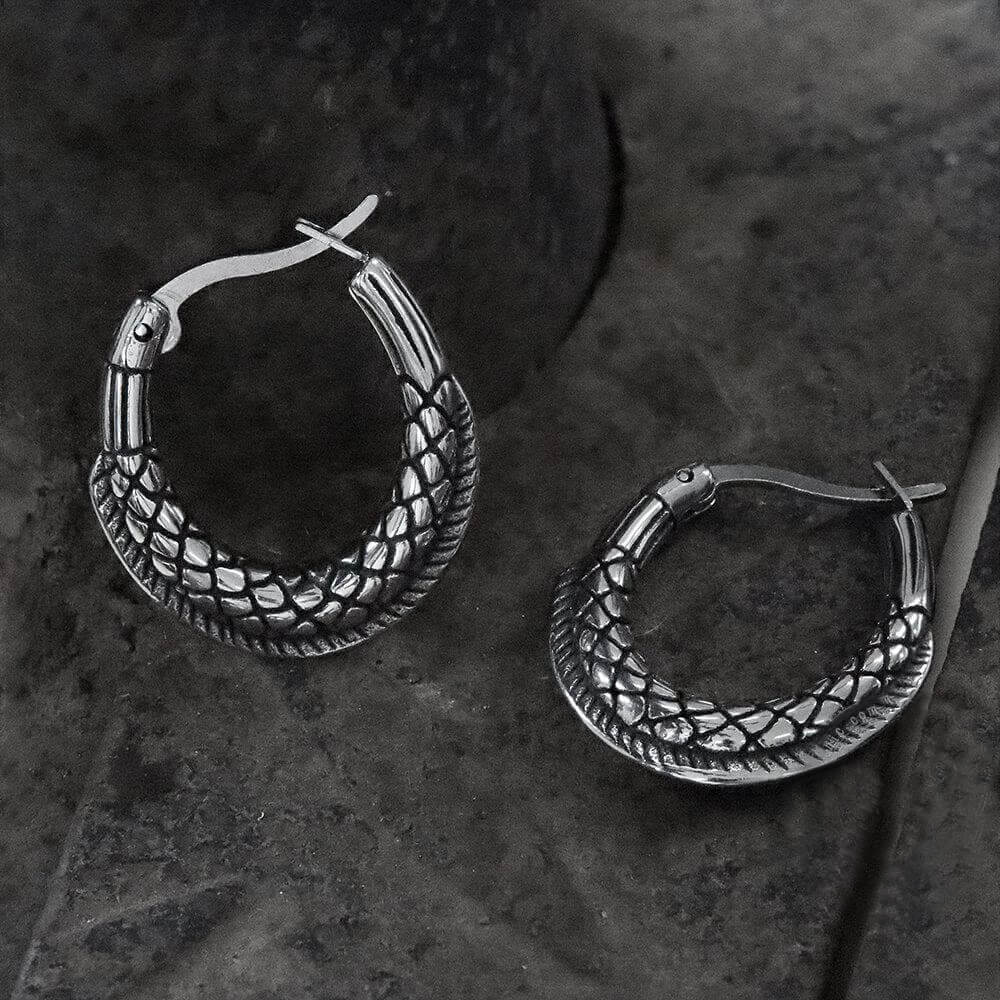 4082-gthic-thorns-and-python-stainless-steel-hoop-earrings-10.jpg GTHIC Thorns and Python Stainless Steel Hoop Earrings