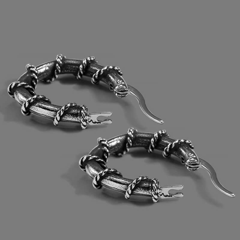 4082-gthic-thorns-and-python-stainless-steel-hoop-earrings-11.jpg GTHIC Thorns and Python Stainless Steel Hoop Earrings