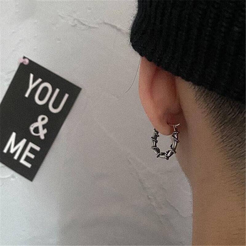 4082-gthic-thorns-and-python-stainless-steel-hoop-earrings-3.jpg GTHIC Thorns and Python Stainless Steel Hoop Earrings