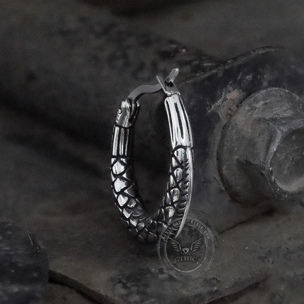 4082-gthic-thorns-and-python-stainless-steel-hoop-earrings-9.jpg GTHIC Thorns and Python Stainless Steel Hoop Earrings