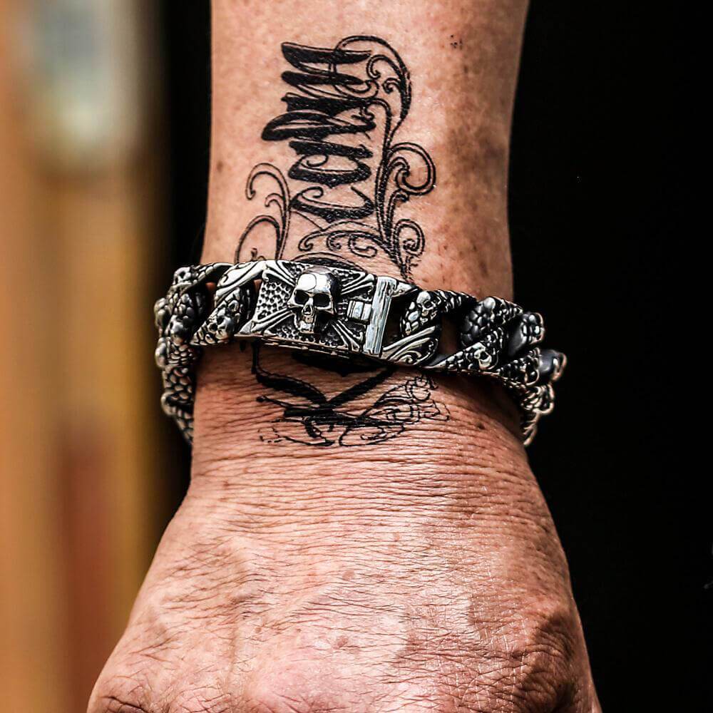 4095-skull-and-cross-stainless-steel-bracelet-2.jpg Skull and Cross Stainless Steel Bracelet