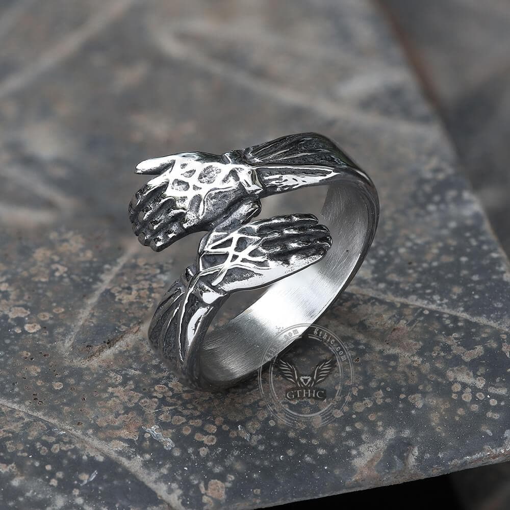 4140-hugging-hands-stainless-steel-ring-3.jpg Hugging Hands Stainless Steel Ring