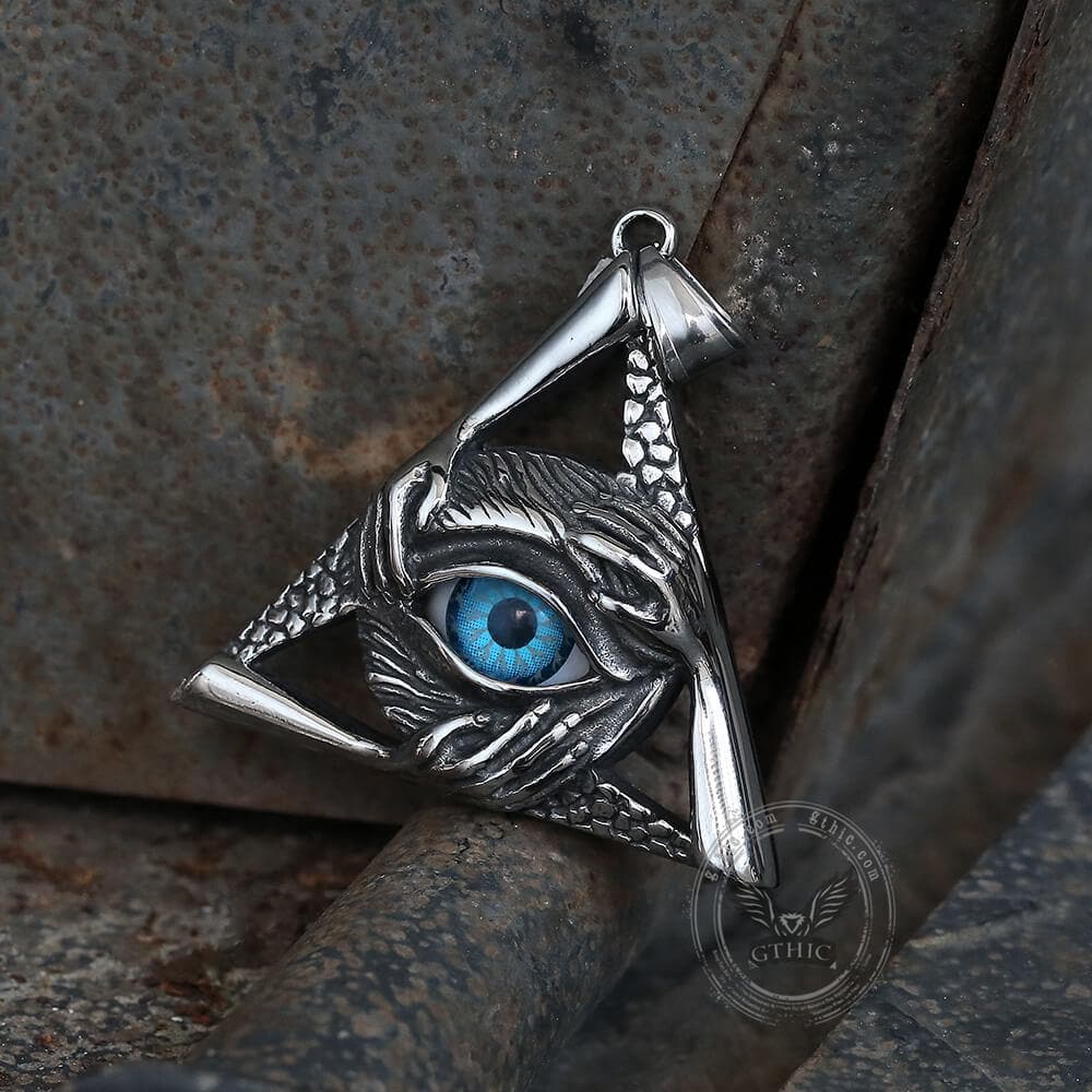 4272-blue-pendant-only-blue-pendant-only-variation-1.jpg Triangular Evil Eye Skull Bones Stainless Steel Pendant