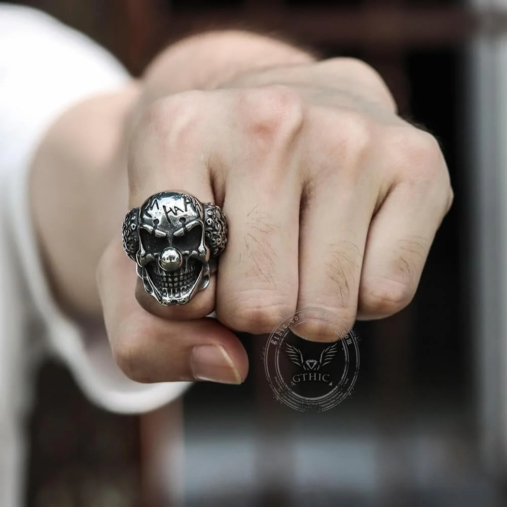 4282-vintage-joker-clown-stainless-steel-skull-ring-2.webp Vintage Joker Clown Stainless Steel Skull Ring