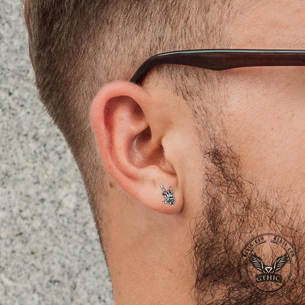 4288-middle-finger-ghost-hand-stainless-steel-ear-stud-2.jpg Middle Finger Ghost Hand Stainless Steel Ear Stud