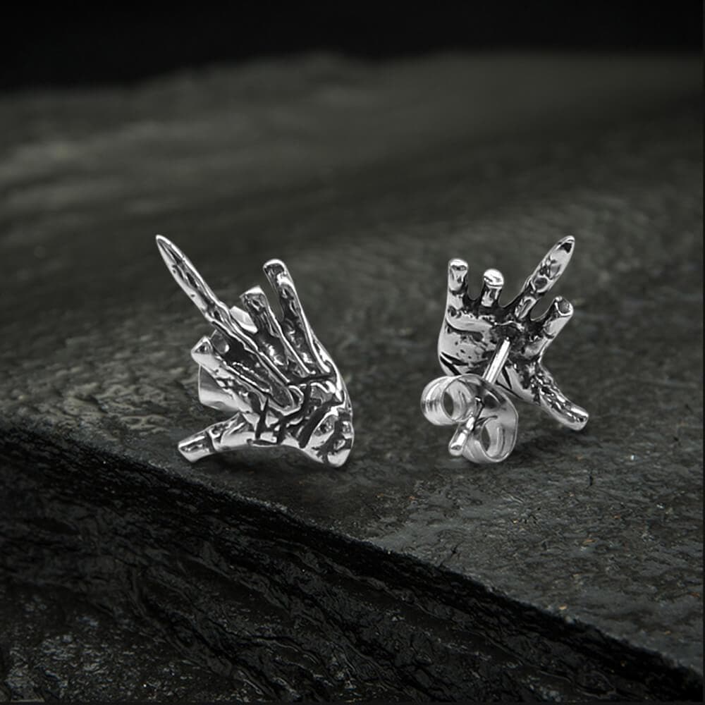 4288-middle-finger-ghost-hand-stainless-steel-ear-stud-3.jpg Middle Finger Ghost Hand Stainless Steel Ear Stud