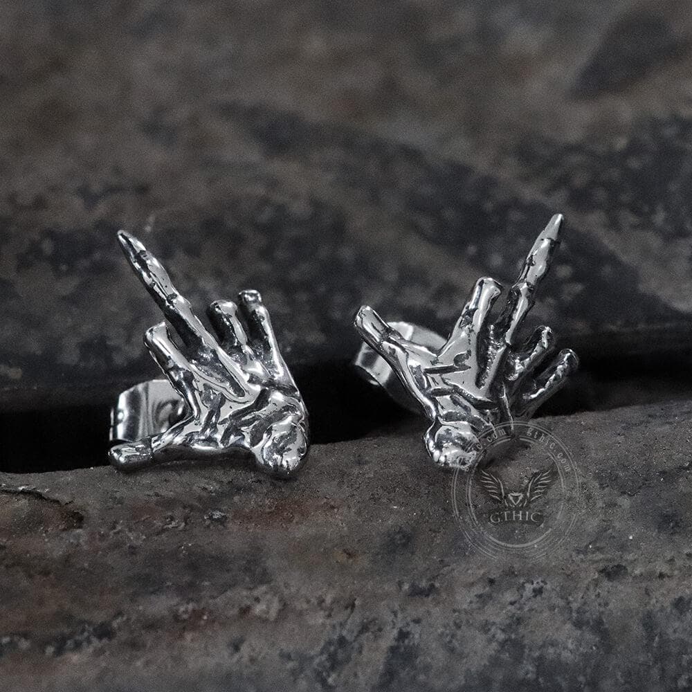 4288-middle-finger-ghost-hand-stainless-steel-ear-stud-6.jpg Middle Finger Ghost Hand Stainless Steel Ear Stud