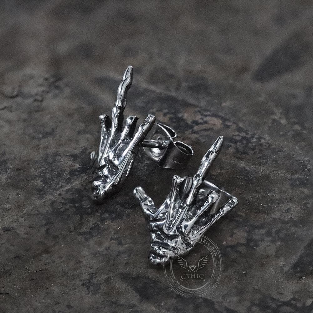 4288-middle-finger-ghost-hand-stainless-steel-ear-stud-7.jpg Middle Finger Ghost Hand Stainless Steel Ear Stud